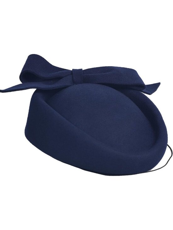 Elegant Vintage Wool Felt Pillbox Hat with Bowknot | Winter Derby Church main image 6